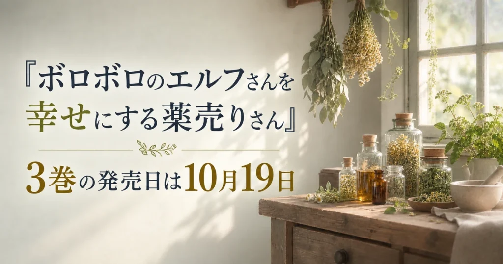 『ボロボロのエルフさんを幸せにする薬売りさん』3巻の発売日は10月19日